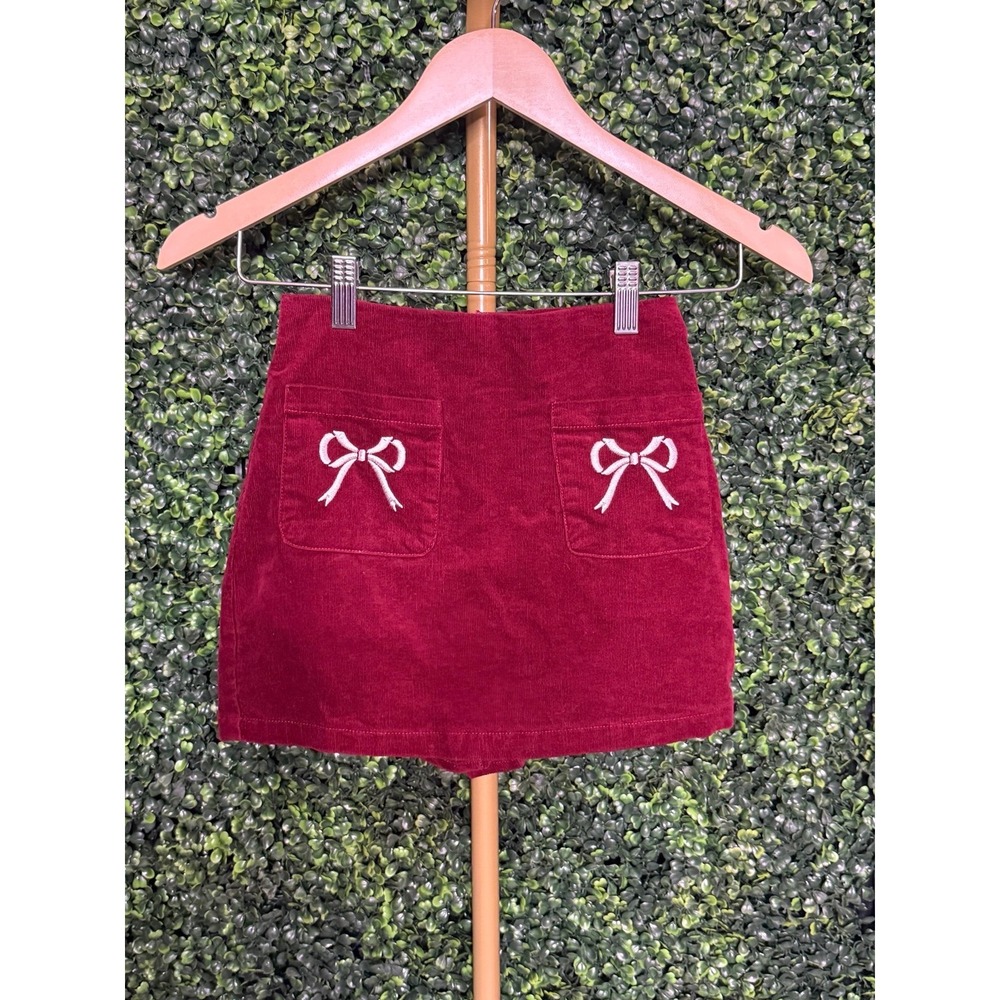 Altar'd State, Corduroy Bow Skort, Burgundy,‎ XXS, Excellent, $60